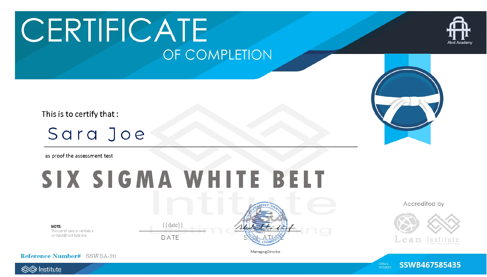 Certificate in SIX SIGMA White Belt (Beginners) 