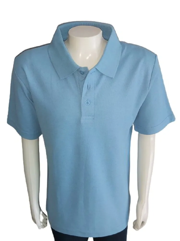 Premium Quality Double Pique Polo Shirts LT. BLUE Youth Unisex (Boys & Girls) School Uniform Kids Short Sleeve Golf Shirt (1 Piece Pack)