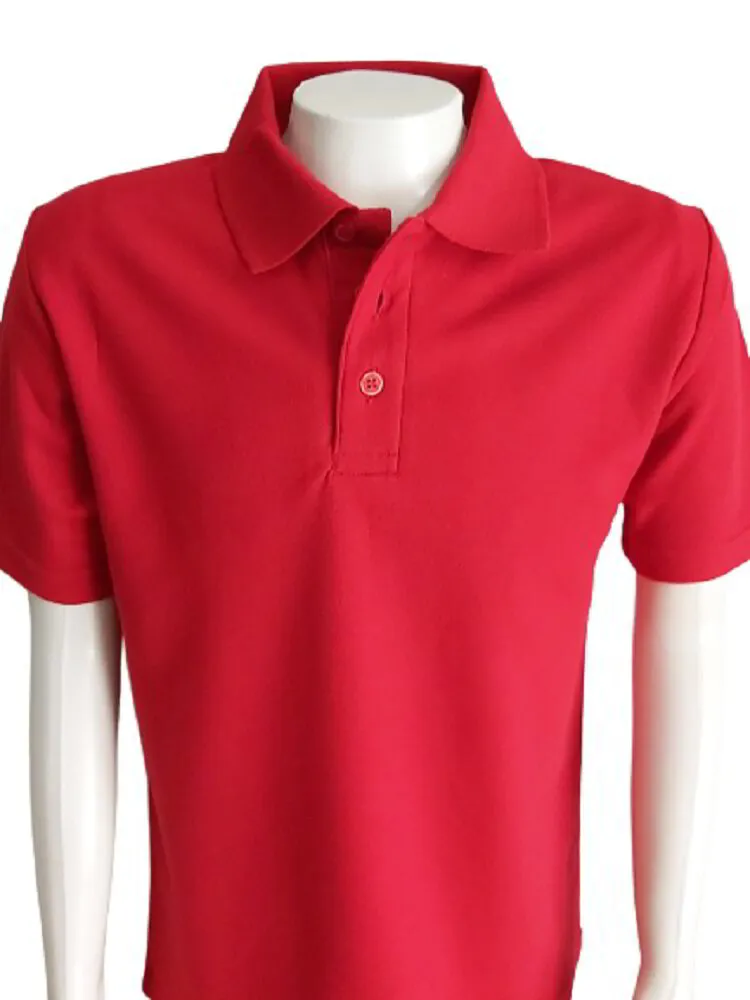 Premium Quality Double Pique Polo Shirts RED Youth Unisex (Boys & Girls) School Uniform Kids Short Sleeve Golf Shirt (1 Piece Pack)