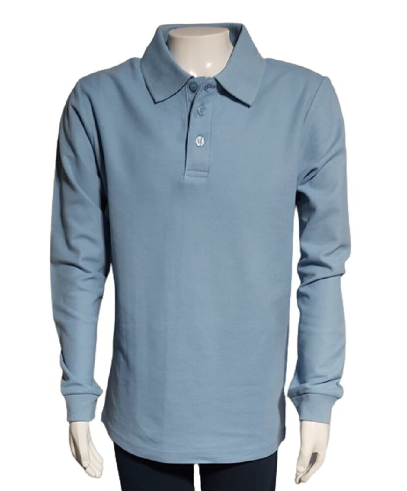 long sleeve blue school polo shirts