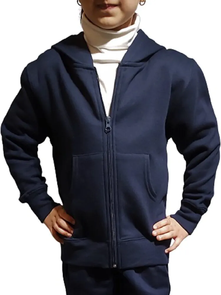 Premium Quality Navy Full Zipper Fleece Hoddie Unisex (Boys & Girls) Youth Pullover Hooded Sweatshirt Sweater Jacket ( 1 Piece Pack )