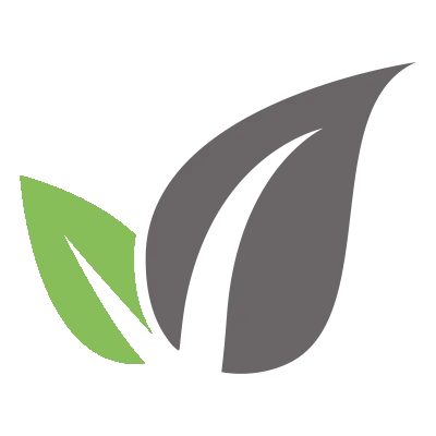 Stylized green and gray leaf icon representing sustainability or eco-friendliness, set against a white background.
