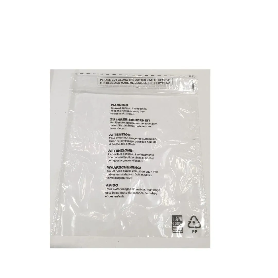 Clear FBA Poly Mailer With Self Seal Adhesive Strip Including A Suffocation Warning Notice