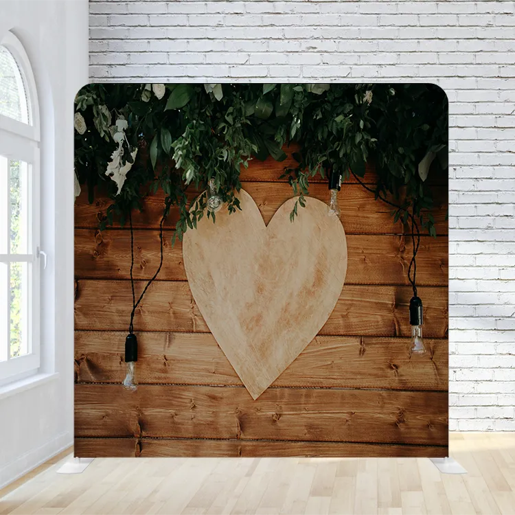 Center Wood Heart (with greenery) Pillowcase Backdrop