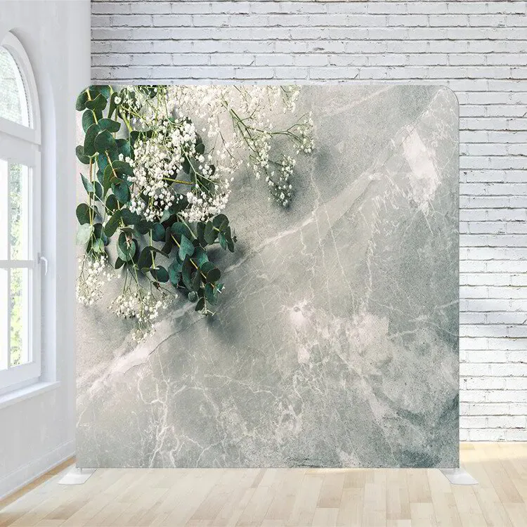 White Flower with Marble Pillowcase Backdrop