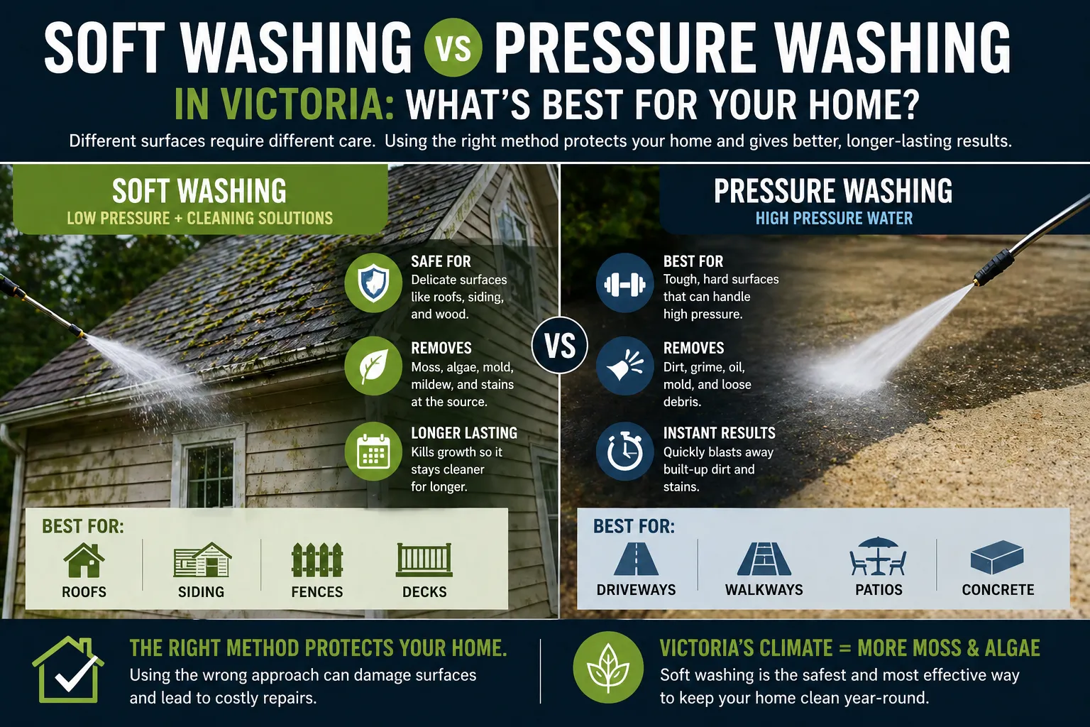 Soft Washing vs Pressure Washing in Victoria: What’s Best for Your Home?