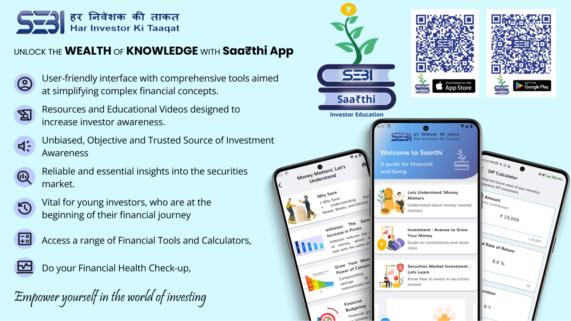 SEBI Saarthi App: Unlock the Wealth of Knowledge — investor education mobile application banner