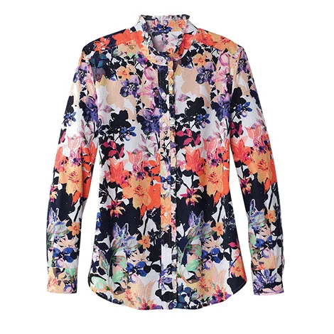 Mia Shirt with Ruffle Savannah Bloom Print