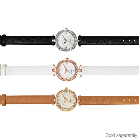 Rhinestone Round Face Strap Watch