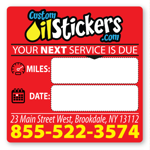 1000 High Quality Full Color Printed Custom Oil Change Stickers for $125