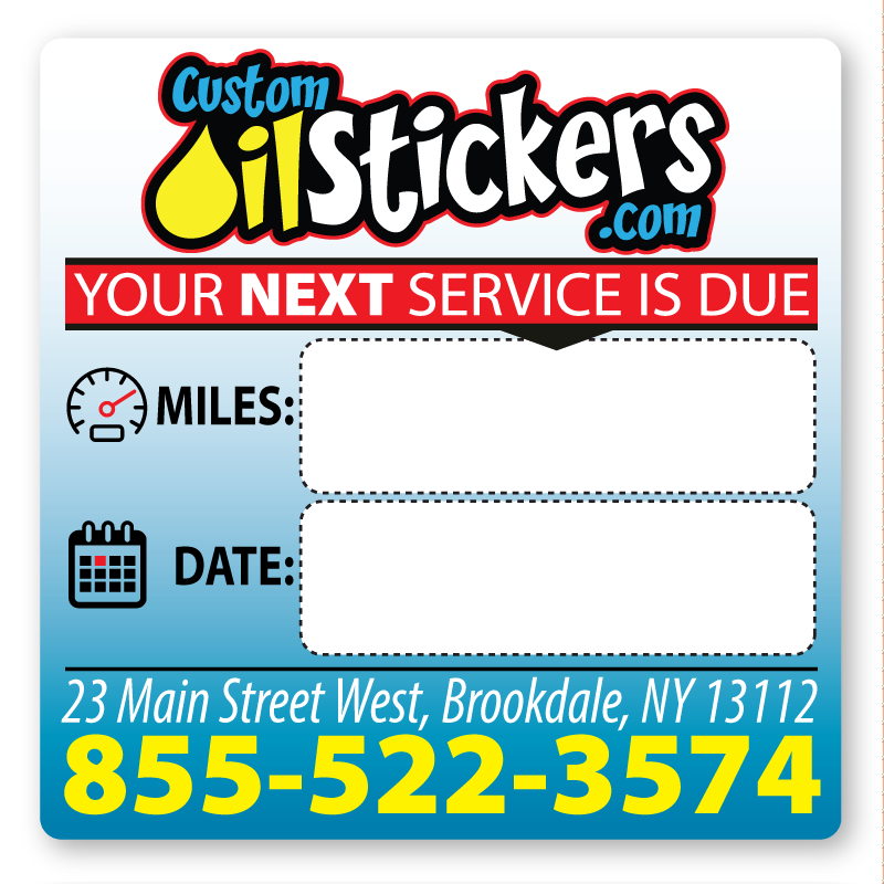 100 Customized Oil Change Reminder Service Stickers Window Clings
