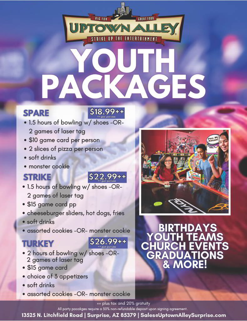 Youth parties uptown alley surprise sports bar surprise az