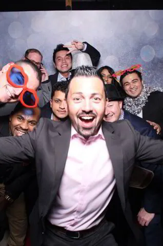 party photo booth rental experience with group of people