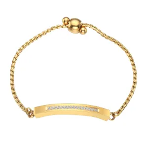 Adjustable Ladies Bracelet with Diamante (Gold or Silver)
