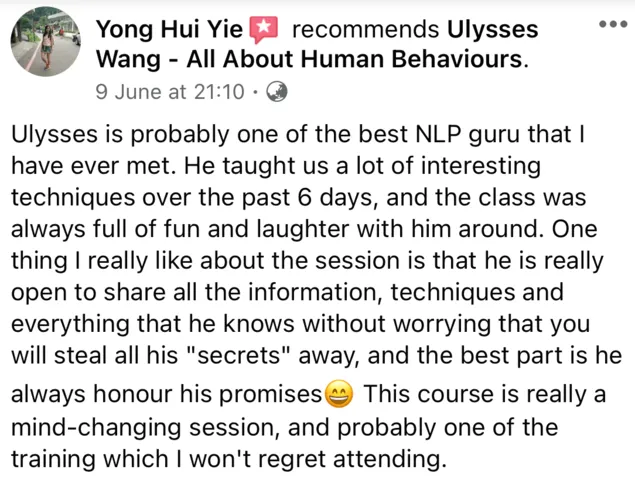 Ulysses Wang NLP Certification Review by Yong Hui Yie