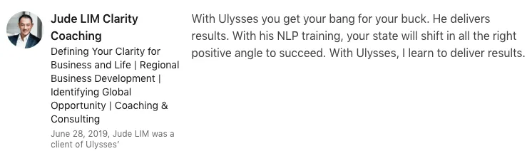 Ulysses Wang NLP Certification Review