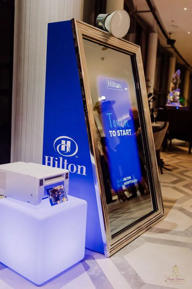 Hilton corporate photo booth rental with instant printing
