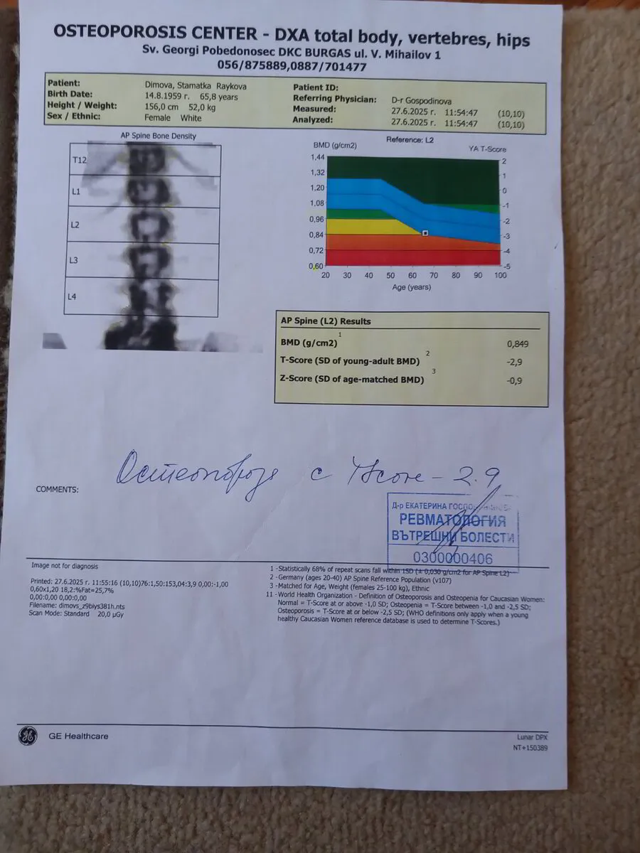 Начално DEXA измерване на Стаматка