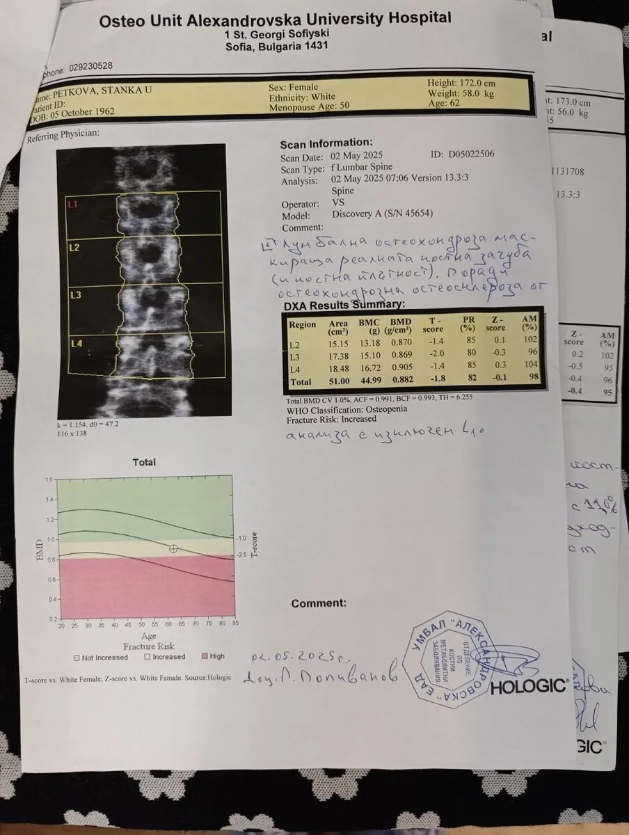 Начално DEXA измерване на Станка