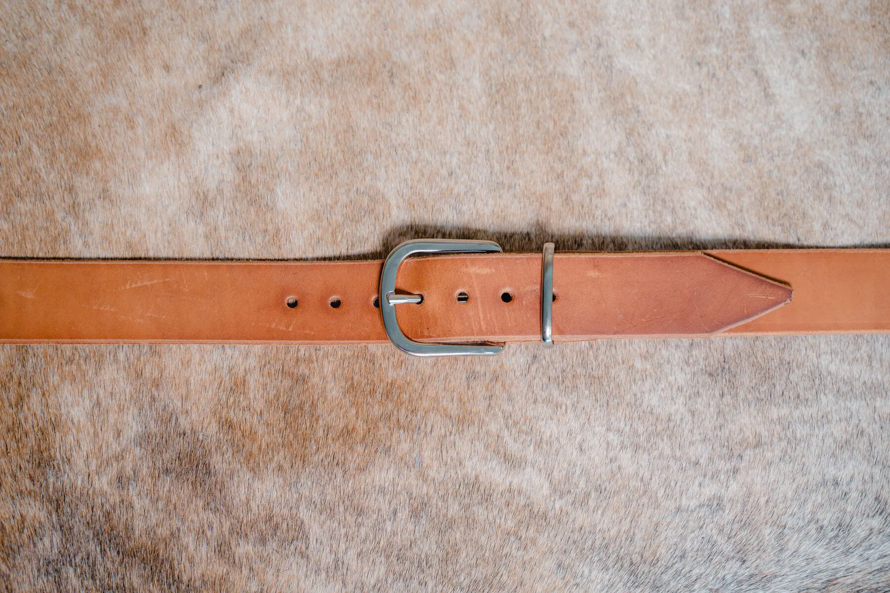 1 1/2" Casual-Work Leather Belt: Natural