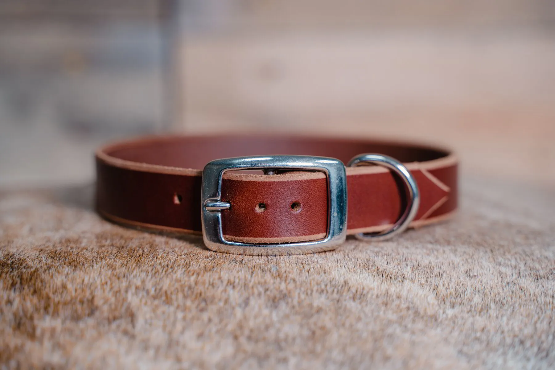 1" Leather Pet Collar: Brown