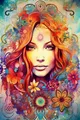 One Midjourney prompt "Beautiful Hippie Woman" - Poster - V 5.1 + V 5.2 