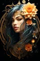 One Midjourney poster prompt Haida Art Flower Goddess