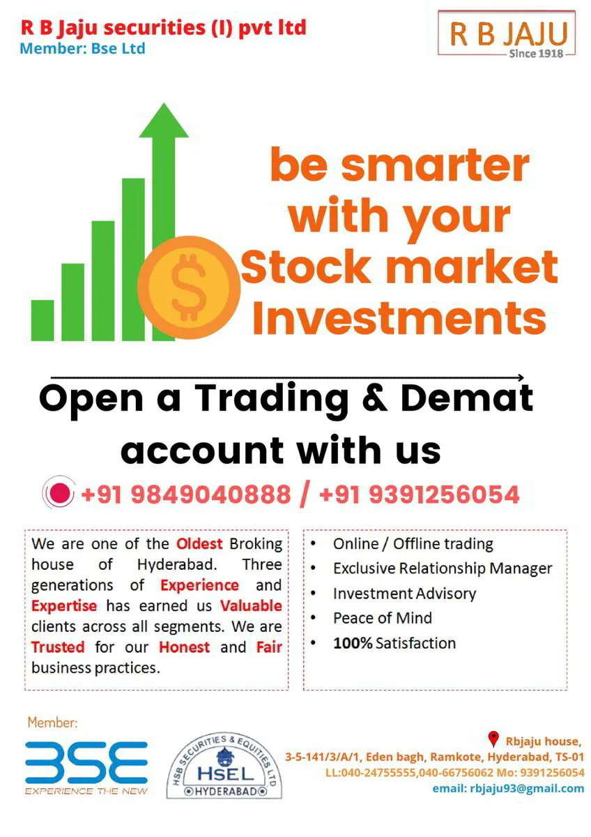 R B Jaju Securities office – professional stock broking team at work in Hyderabad