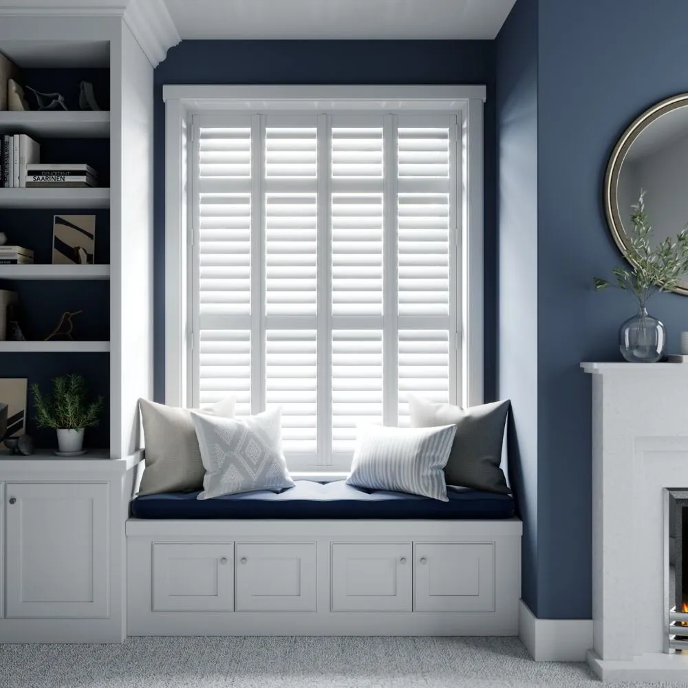 White shutters at window