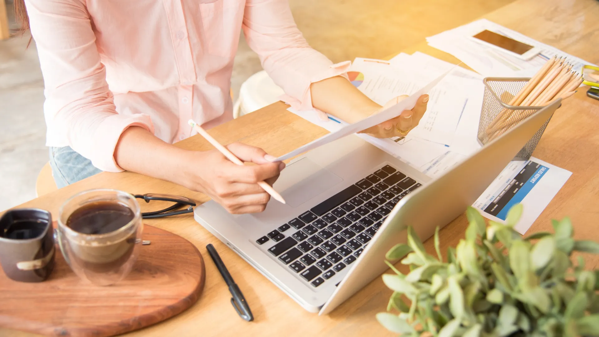 Woman working on laptop