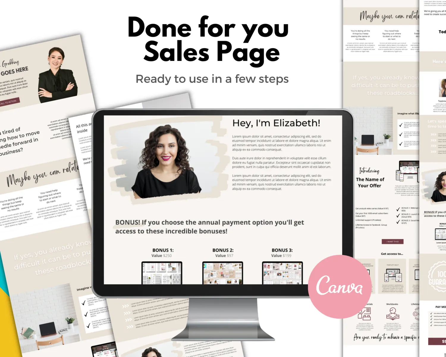 Natural Sales Page Template Canva 