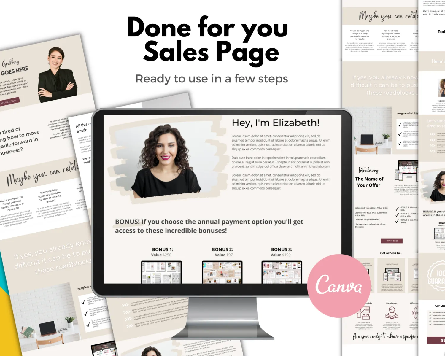 Natural Sales Page Template Canva