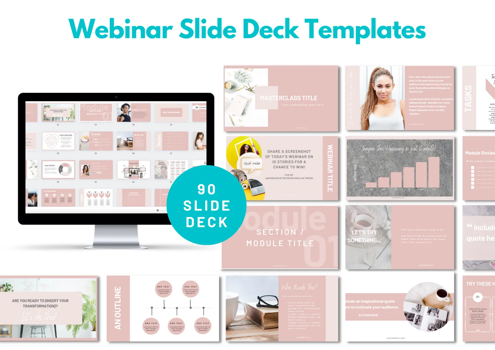 90 Blush Webinar and Course Slide Deck Templates 