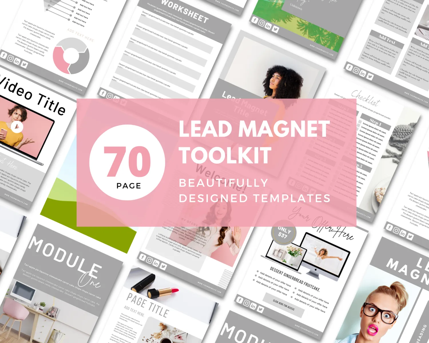 Grey Lead Magnet Template Bundle - Customizable Ebook & Canva Templates ...