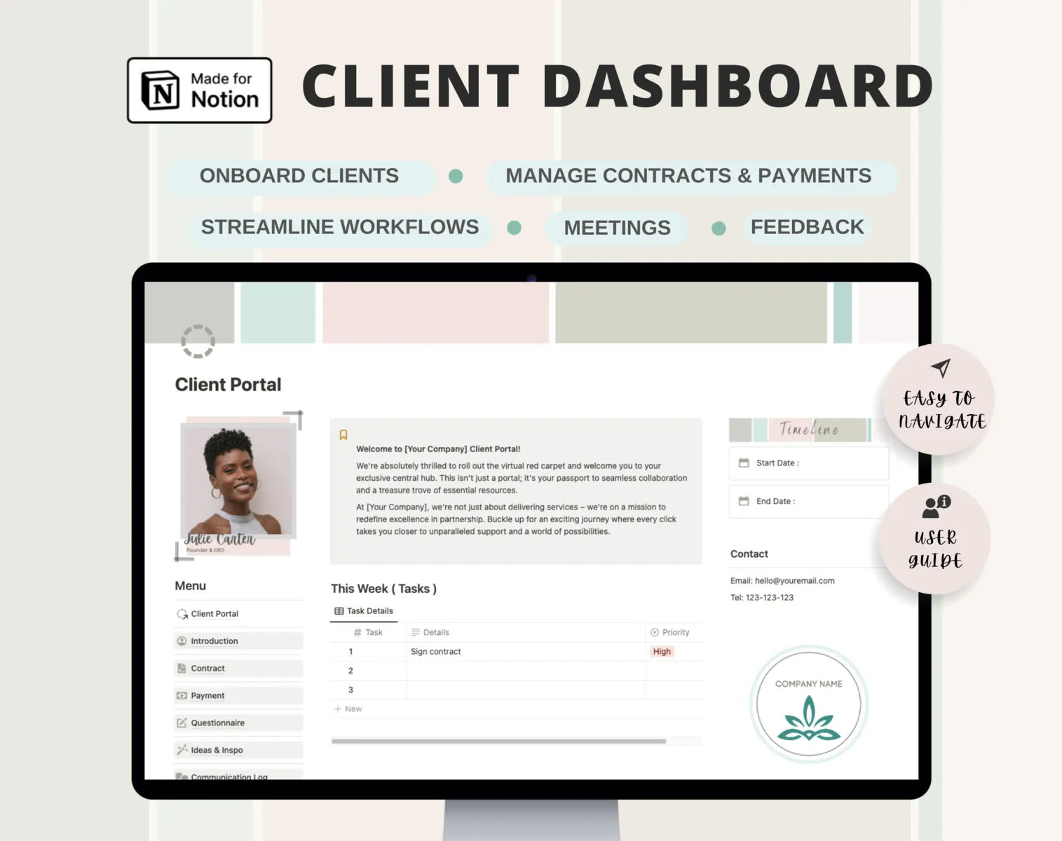 Notion Client Dashboard | Client Portal 