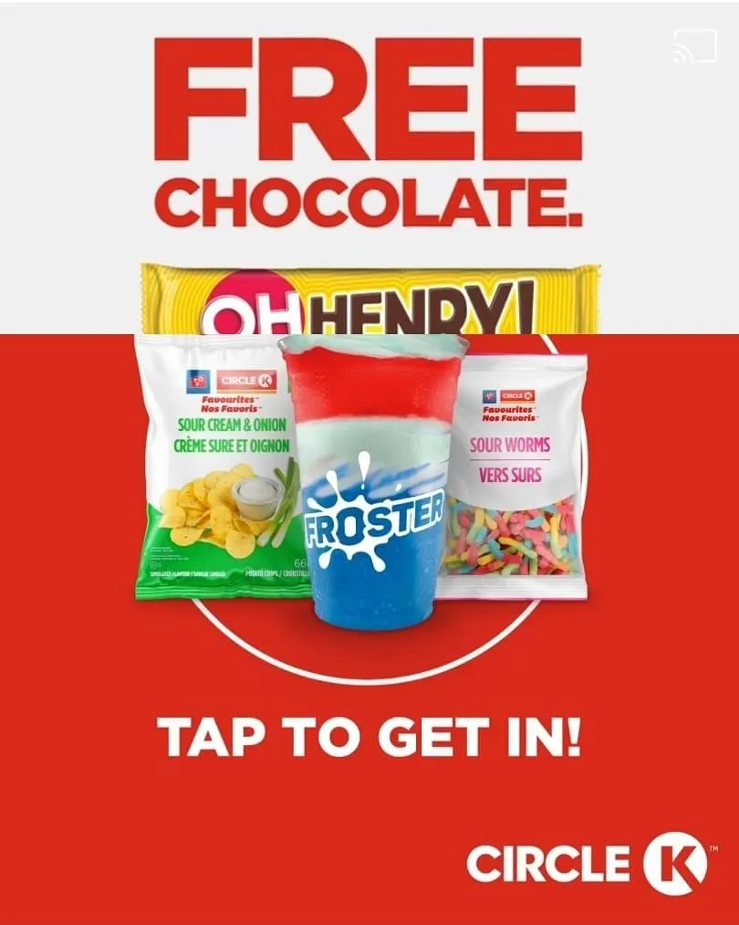 FREE Chocolate Bar, Froster, Swirl or Coffee at Circle K