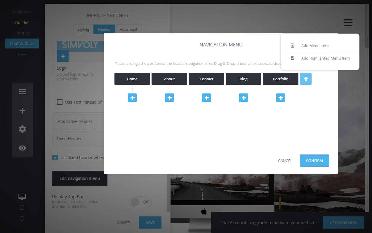 Editing your Header and Navigation