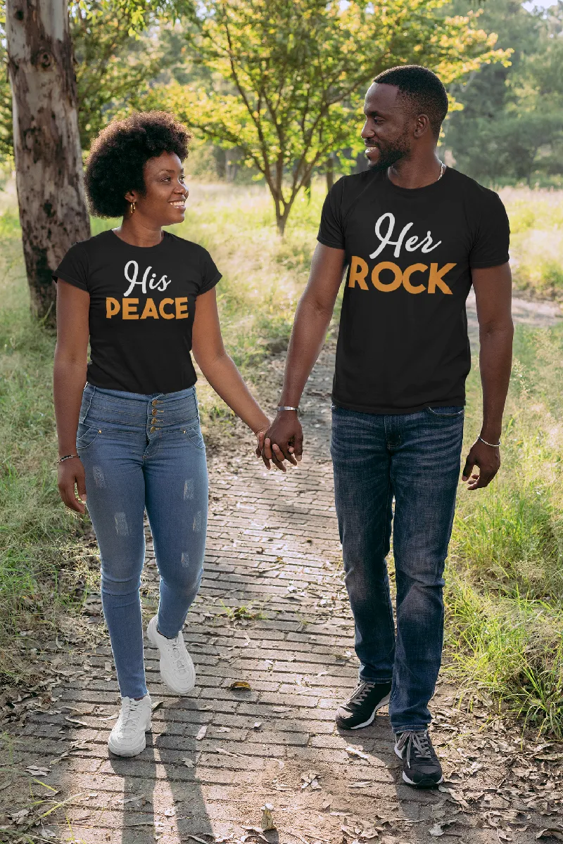 Her Rock and His Peace Couples T-Shirts