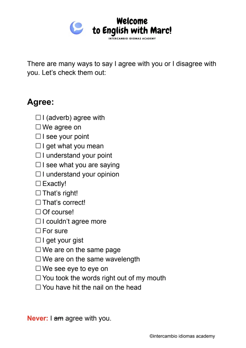 ¿Cómo puedes decir "Estoy de acuerdo" en inglés?