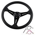 Universal 14 Inch 350mm PU Leather Racing Steering Wheel | Deep Dish Drift Corn Style with Logo