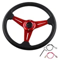 Universal 14 Inch 350mm PU Leather Racing Steering Wheel | Deep Dish Drift Corn Style with Logo
