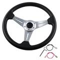 Universal 14 Inch 350mm PU Leather Racing Steering Wheel | Deep Dish Drift Corn Style with Logo