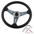 Universal 14 Inch 350mm PU Leather Racing Steering Wheel | Deep Dish Drift Corn Style with Logo