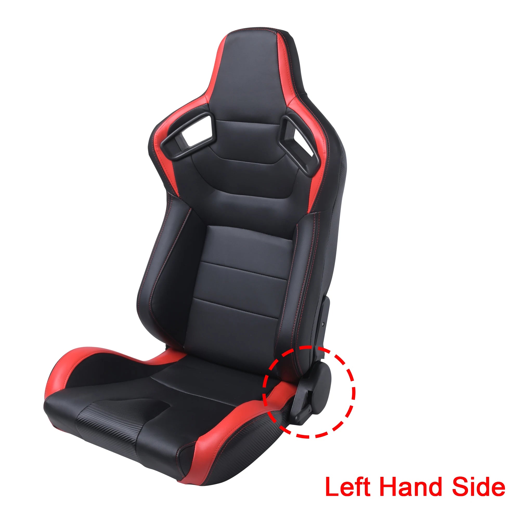 R-EP Adjustable Racing Seat Universal Bucket Seat for Sports Car & Simulator | Black-Red PVC Leather XH-1054-BR
