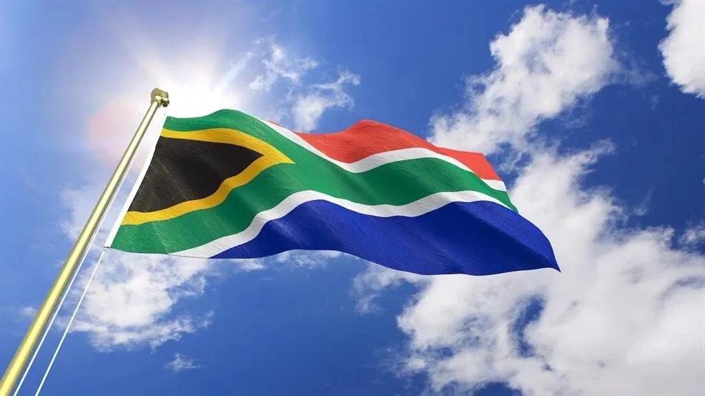 South African Flag flying in the wind