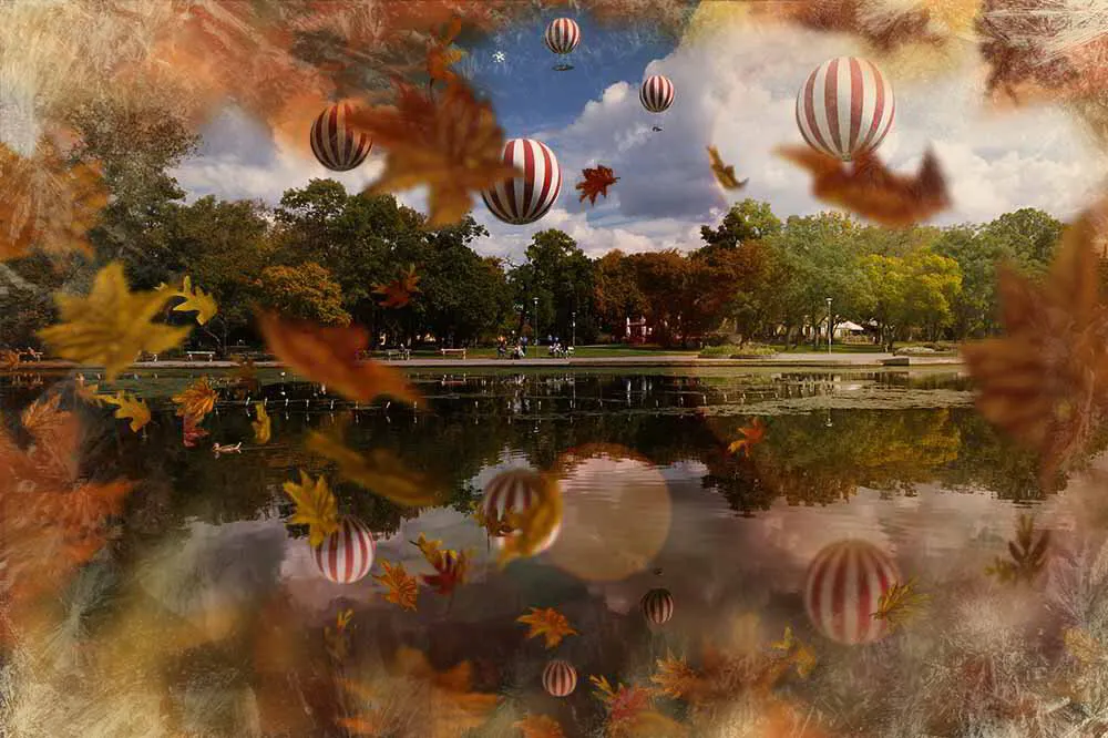 Poster med fotokonst - Luftballonger i Budapest