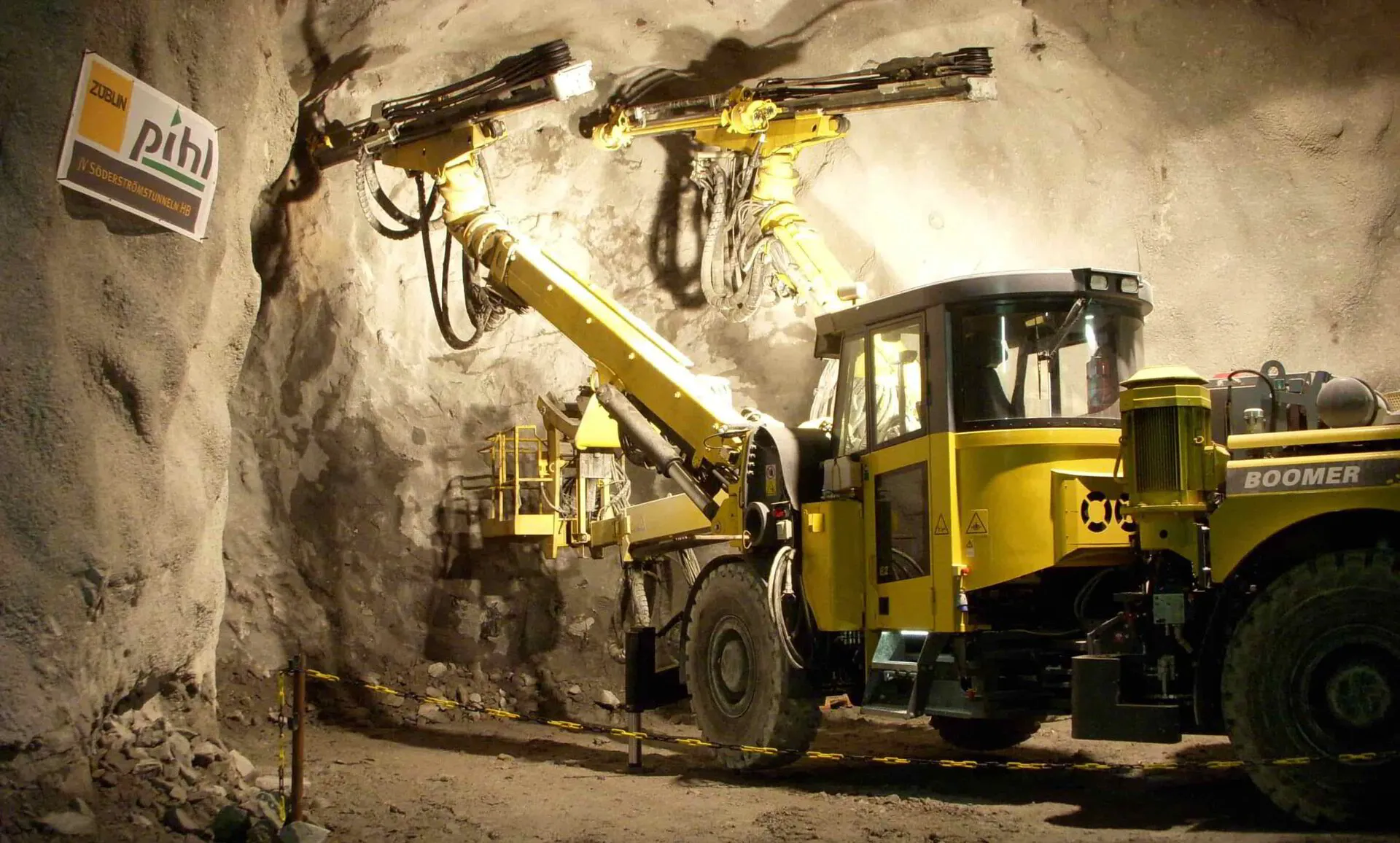 Jumbo Drill using rock drills in an underground mine