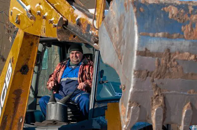 Russian miner in a excavator
