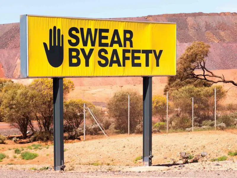 Safety sign at an australian mine