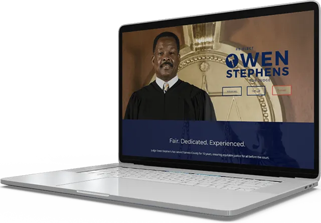 Judge Candidate Website on a Laptop